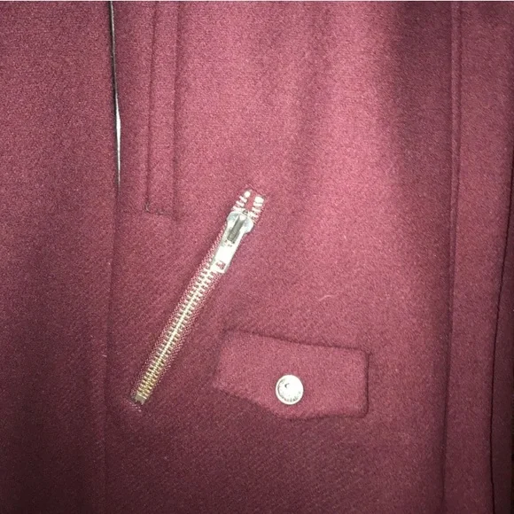 The Kooples Burgundy Moto Cape Coat Jacket - Picture 7 of 16